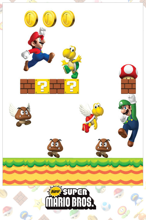 Stickers NEW Super Mario Bros: Stickers muraux Géants SuperMario  pour déco Geek Officielle - 7/8
