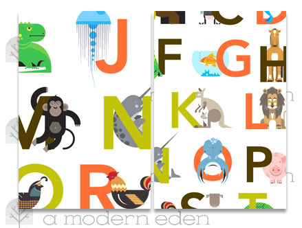 Animal Alphabet - Kids Wall Stickers  A Modern Eden: Sticker / Wall Decal Outline