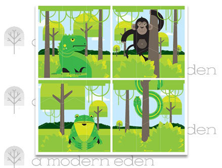 Package content: Jungle Wall Puzzle - Kids Wall Stickers  by  A Modern Eden - Only Stickboutik.com 
