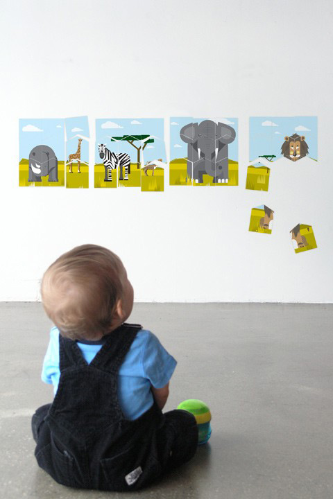 Safari Wall Puzzle - Kids Wall Stickers  A Modern Eden: Wall Sticker & Wall Decal Main Image