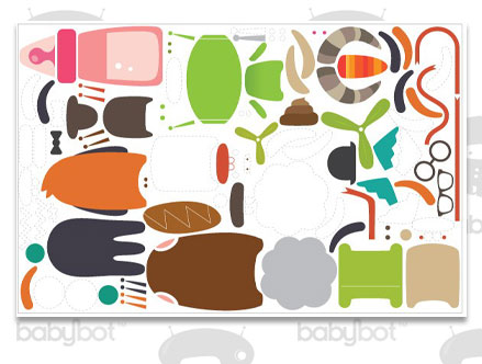 Package content: Build-a-Bot  - Kids Wall Stickers by  BabyBot - Only Stickboutik.com 