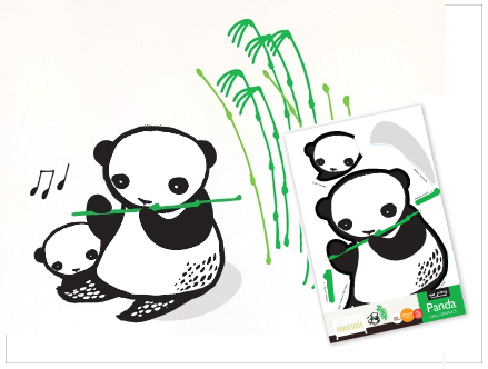 Musical Pandas - Kids Wall Stickers  WeeGallery: Sticker / Wall Decal Outline