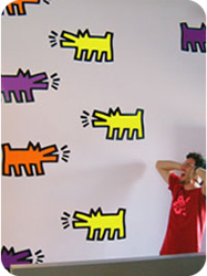 Stickers muraux Dogs XL couleur par Keith Haring